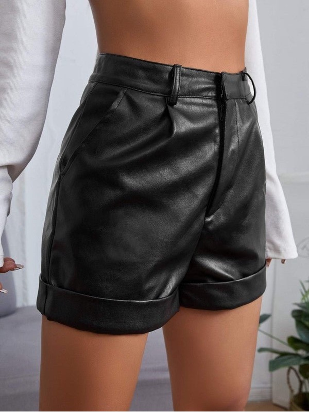Express Faux Leather High-Waist Black Women's Shorts